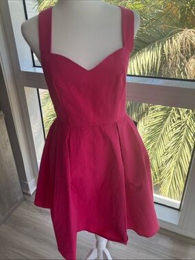 NWT!!! Lauren James Hot Pink Textured Fit-and-Flare Dress Size Small